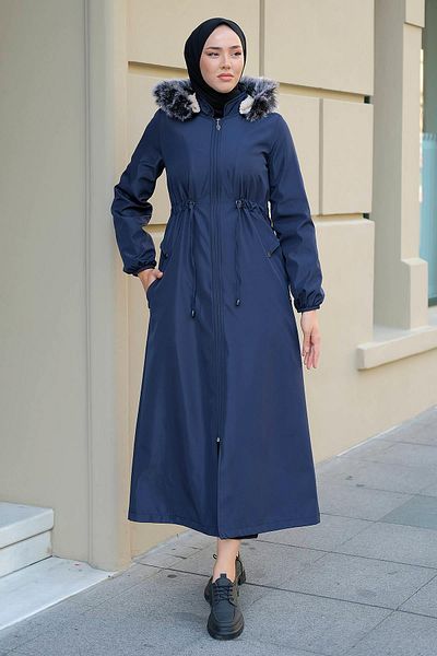 hafsamina Ολόσωμο παλτό μεγάλου μεγέθους Navy Blue HM2286