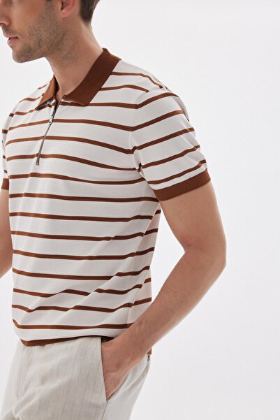 odelon Ανδρικό μπλουζάκι από ρεγιόν με ριγέ πόλο λαιμόκοψη