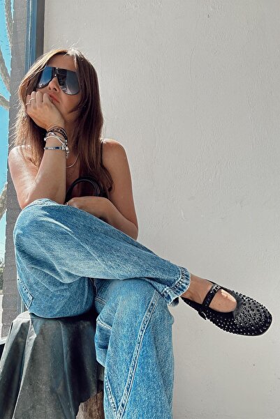 nope21shoess Kensie Siyah Hakiki Deri Babet