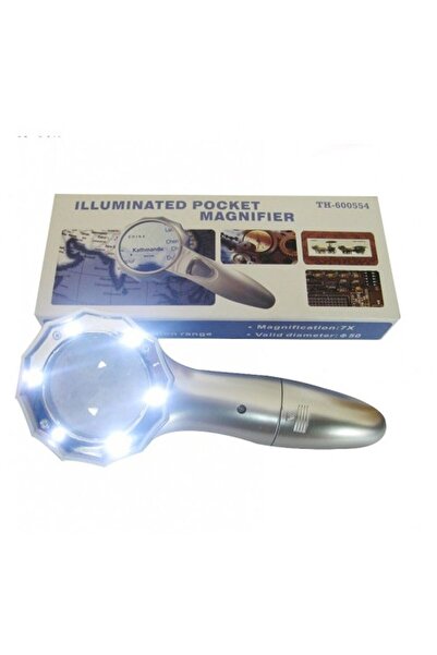 Skygo 7X Magnifying Glass 6 Led Lights Lighting 50Mm Optical Lens Handheld Magnifier