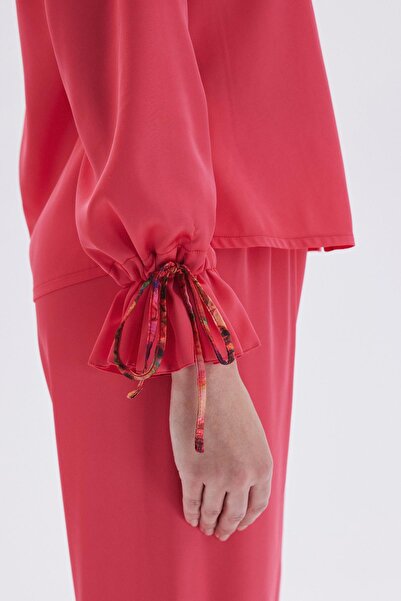 Feu De Elu Set pijama lungă din satin roz