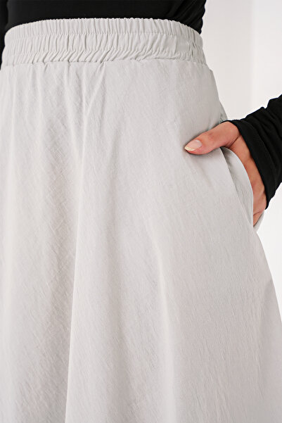 Bigdart Kadın Cep Detaylı Uzun Etek 8024 - Gri