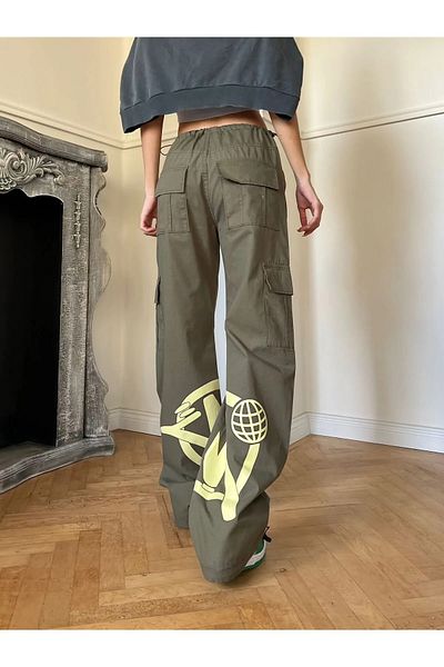 alhemengelir Minus Two Cargo Pocket Elastic Khaki Logo Detailed
