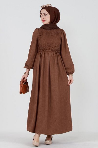Sevitli Turquoise Dress-brown