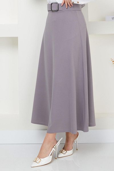 hafsamina Belted Mevlana Skirt Gray HM2370