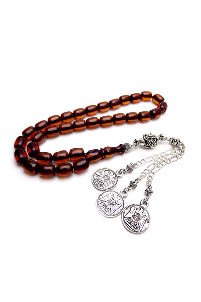 Tesbih Ruyasi مسبحة صلاة من العنبر المضغوط ذات اللون الداكن