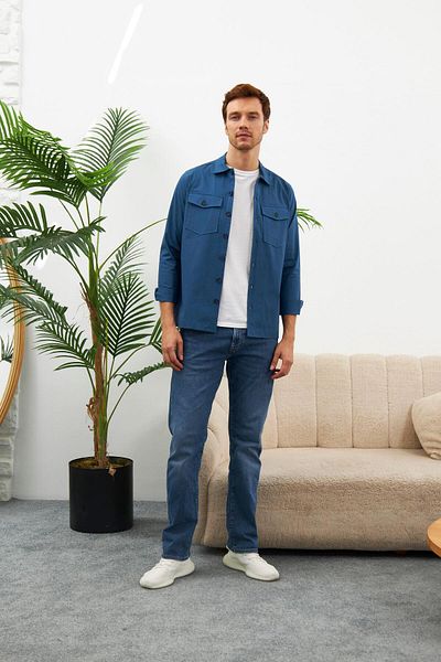 odelon Jachetă pentru bărbați Comfort Fit Petrol Shirt - Mars31
