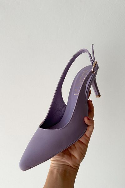 nope21shoess Pantofi cu toc Aqua Liliac din piele naturală