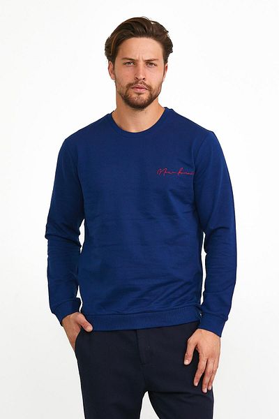 odelon Hanorac sport albastru pentru bărbați - decolteu, model de bază casual
