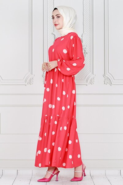 Sevitli Φούξια Πριγκίπισσα Μοντέλο πουά φόρεμα