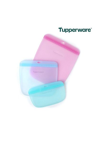Tupperware Thin Silicone Food Storage Bag Set of 3