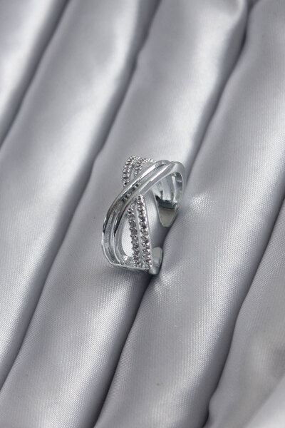 Nehir Silver Color Zircon Stone Women's Ring Valentine's Mother's Teachers Wo...