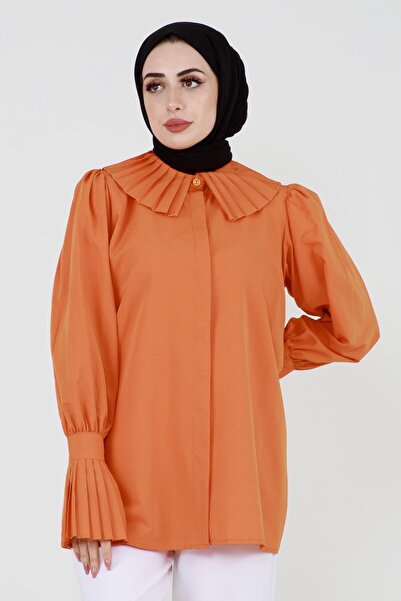 Sevitli قميص بأكمام مطوية - برتقالي