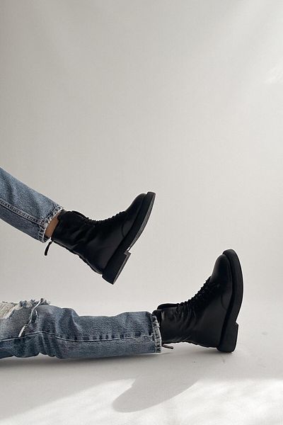 nope21shoess Μαύρες γνήσιες δερμάτινες μπότες Jacobs