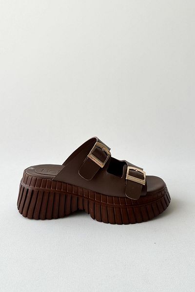 nope21shoess Again Bitter Brown Genuine Leather Slippers
