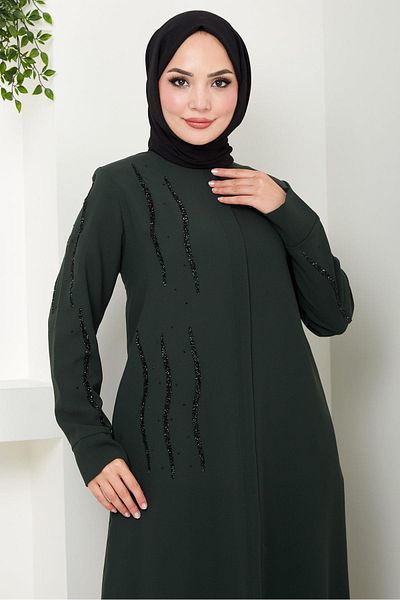hafsamina Khaki Color Love Stone Ferace - HM2481