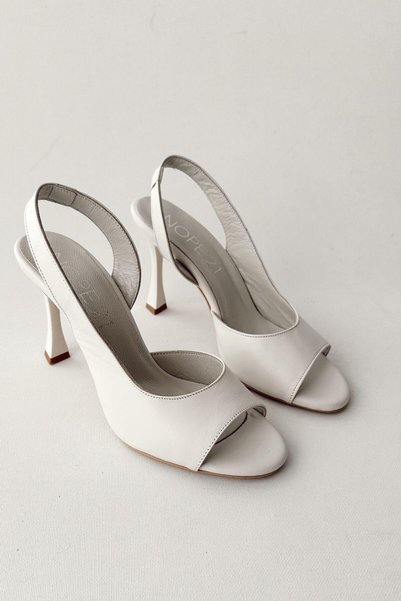 nope21shoess حذاء بكعب جلد طبيعي بني جميل