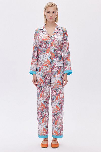Feu De Elu Set pijamale lungi din satin - Leyiza Patterned