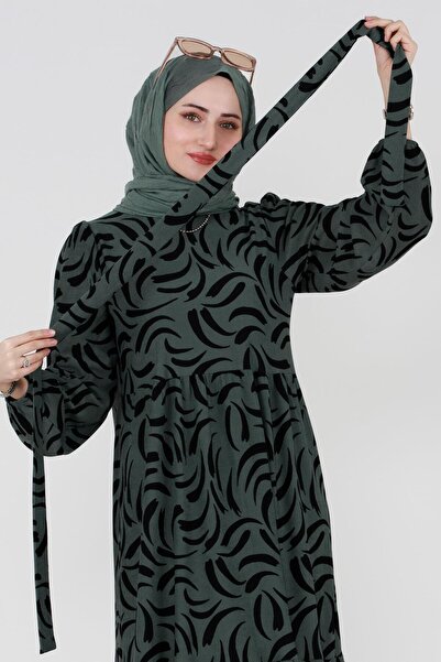 Sevitli Φόρεμα Hijab με Ζώνη Τουλίπα-Πράσινο
