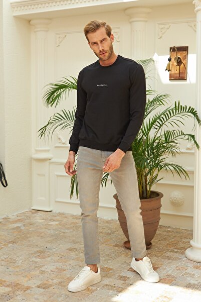 odelon Ανδρικό Oversize Μαύρο Φούτερ - Crew Neck