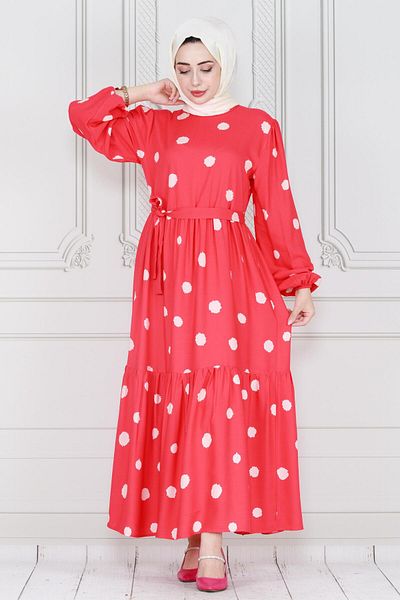Sevitli Rochie cu buline model prințesă fucsia