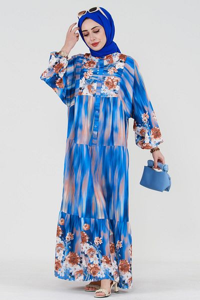 Sevitli Spring Dress with Robe-blue