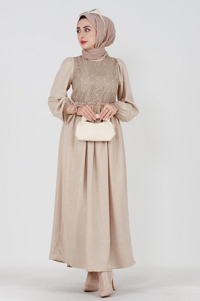 Sevitli Turquoise Dress-beige