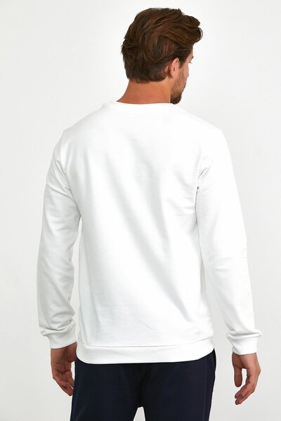 odelon Ανδρικό αθλητικό φούτερ Crew Neck White - Casual