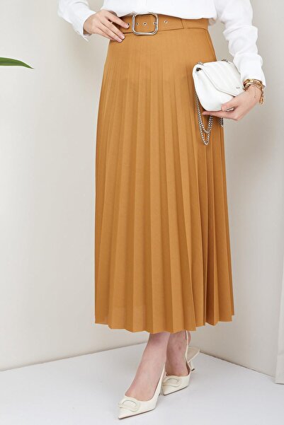 hafsamina Πλισέ φούστα με ζώνη Camel