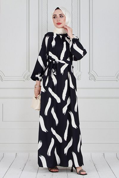 Sevitli Rochie Hijab din Satin - Model Pensie, Negru