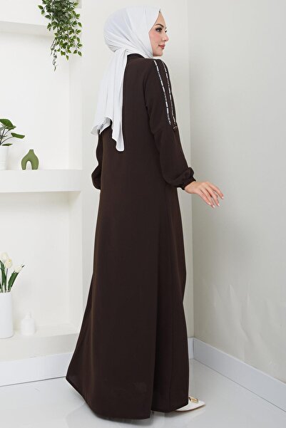 hafsamina Brown Striped Sports Ferace - HM2483