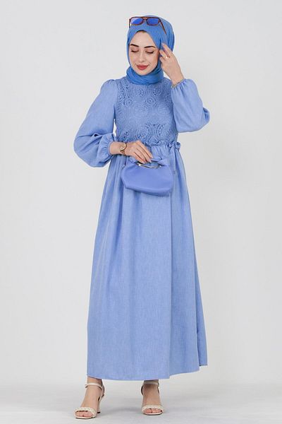 Sevitli Turquoise Dress-baby Blue