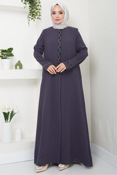hafsamina Smoked Desita Ferace - Stone Detailed HM2469