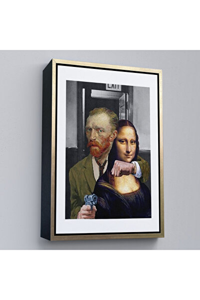 Oxyteez Pictură Van Gogh Mona Lisa în reținere cu cadru din lemn-7761