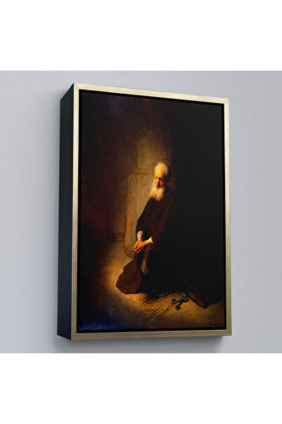 Oxyteez Rembrandt Van Rijn cu cadru din lemn - Pictură în genunchi de Sfântul...