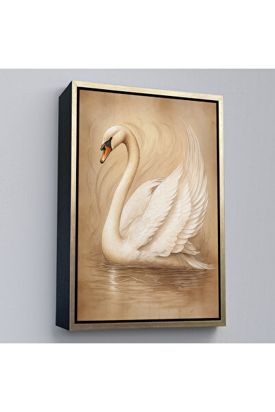 Oxyteez Tablo alb elegant de lebădă cu cadru din lemn-7603