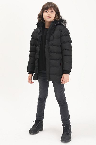 Cansın Mini Boy's Puffer Jacket Black with Logo 15488