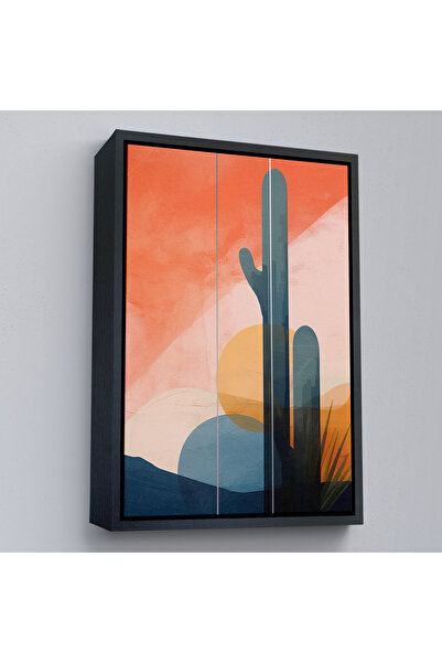 Home Wooden Framed Cactus Patterned Soft Table-7656