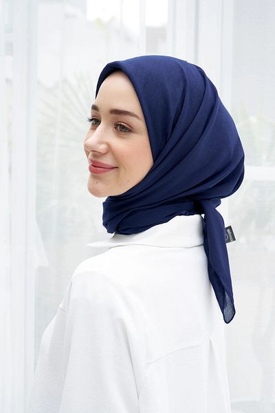 Modakaşmir Eșarfă MODAKASMIR NEO BUMBAC de culoare bleumarin