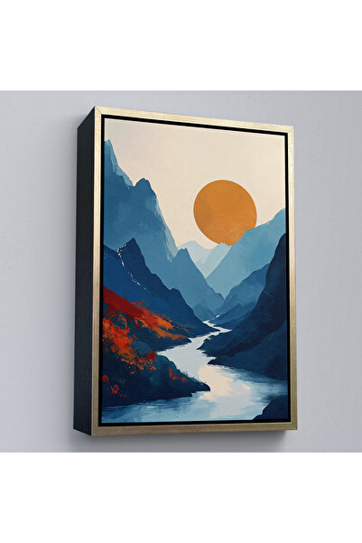 TAKI DERYASI Peisaj solar între munții cu cadru din lemn Tablo-7580