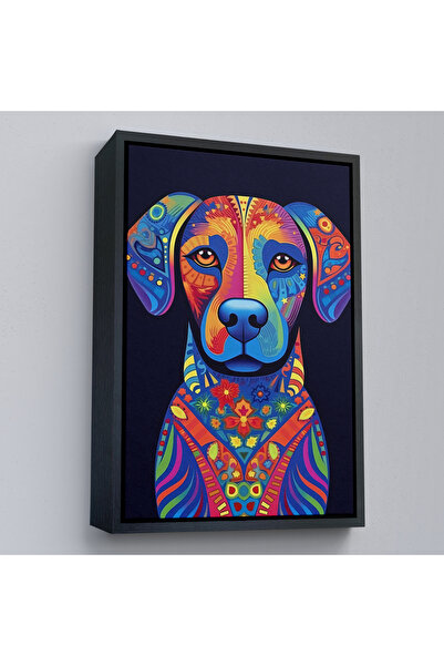 Oxyteez Tablo de câine colorat Mandala cu cadru din lemn-7545