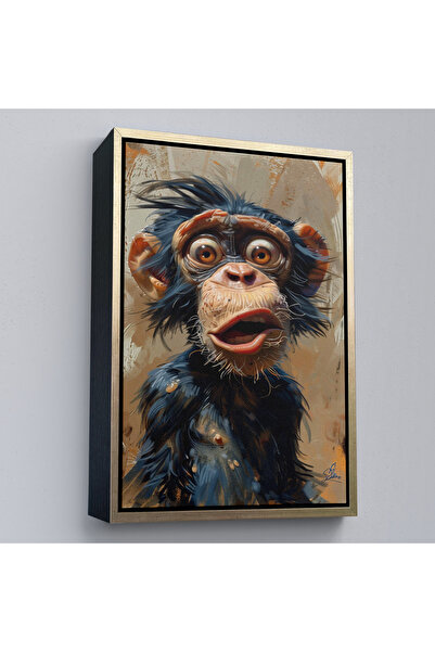 Oxyteez Tablou de cimpanzeu zâmbitor cu cadru din lemn-7881