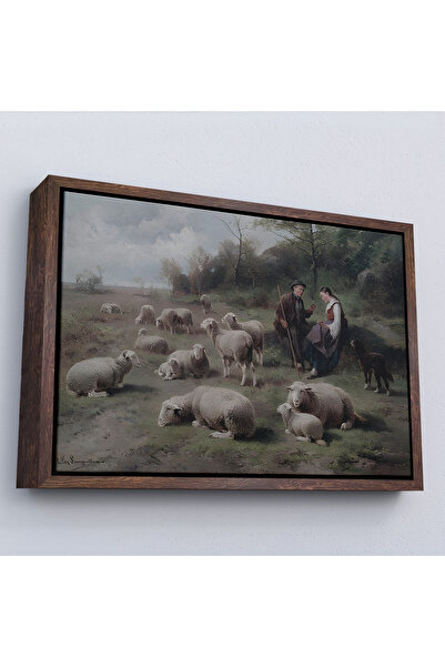 TAKI DERYASI Cornelis Van Leemputten Pictură cu Schiop și Turma în Cadru de Lemn