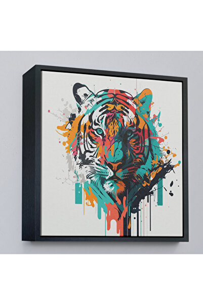 Oxyteez Pictură colorată de tigru cu cadru din lemn-8330