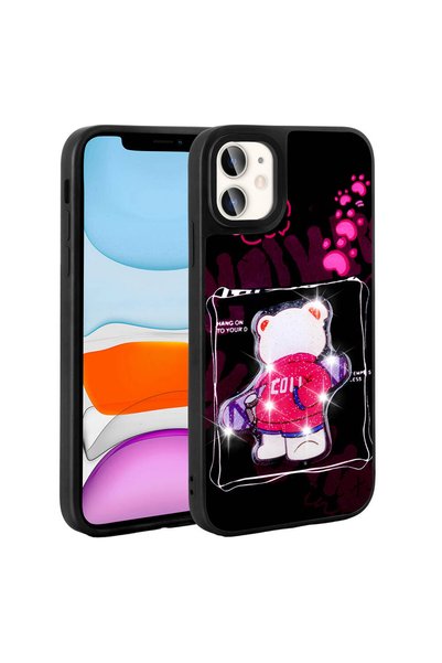 Ahlttiba غطاء من السيليكون متوافق مع هاتف iPhone 11، غطاء لامع منقوش بأشكال أ...