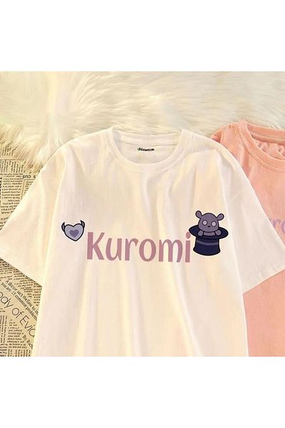 Köstebek Λευκό Anime Harajuku Kuromi - T-Shirt με φωτογραφίες καρτ ποστάλ (Unisex).