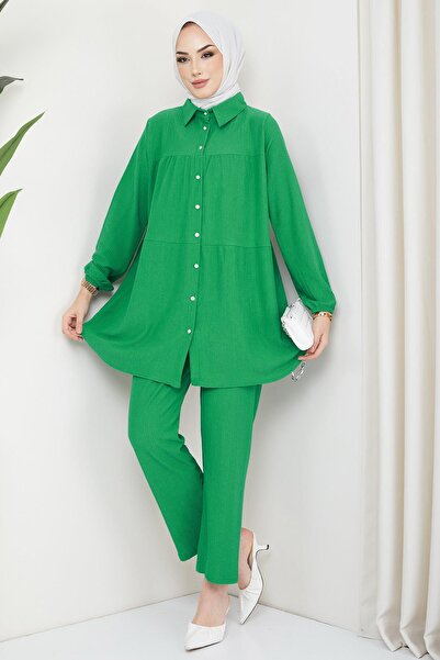 hafsamina Πουκάμισο με στρώσεις Twisted Double Suit Green