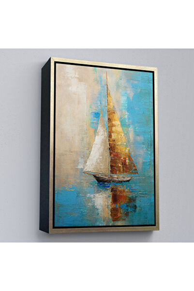 Oxyteez Rama din lemn Barcă cu pânze în mare Tablo-7541