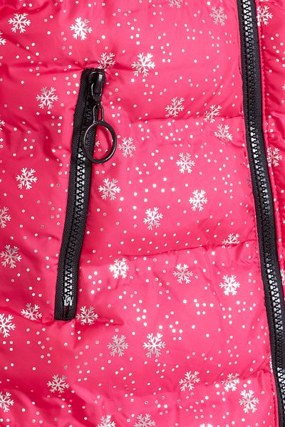 Cansın Mini Girl's Coat Snow Patterned Hooded Puffer Coat 14530