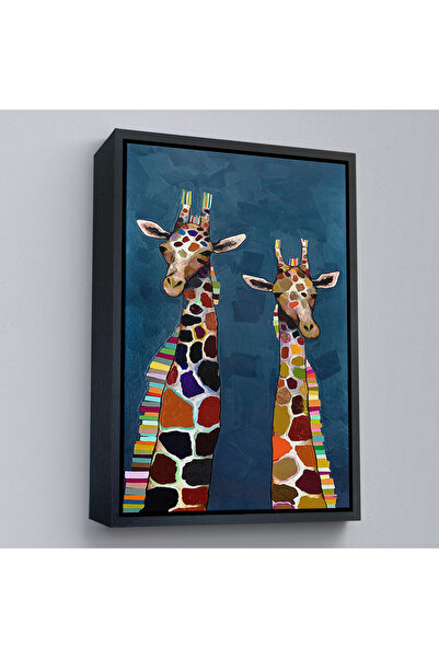 Oxyteez Tablou cu girafe drăguțe cu cadru din lemn-7940